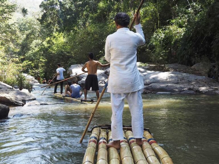 Bamboo Rafting in River